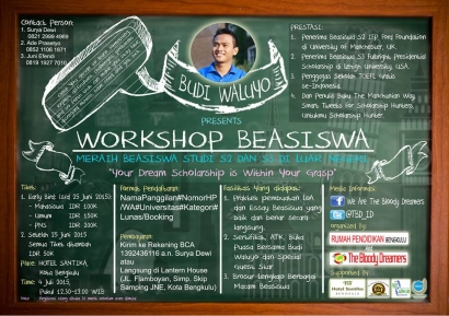 Workshop Beasiswa: Budi Waluyo dan Kiat Sukses Meraih Beasiswa S2/S3 Luar Negeri