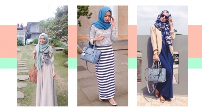 Style Hijab Dini Djoemiko dengan Padu Padan Top dan Skirt