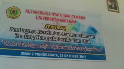 Riview Seminar Dampak Pernikahan Dini di SMAN 2 Pringgarata
