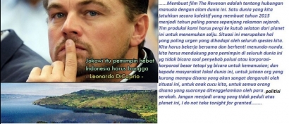 Pesan Leonardo di Caprio buat Pak Jokowi