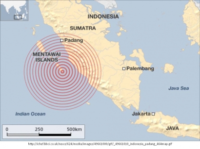 BMKG Merevisi Skala Gempa Mentawai 7.8 SR dan Mencabut Peringatan Bahaya Tsunami