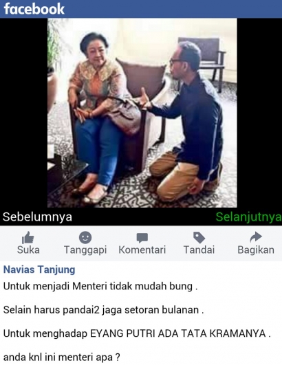 Geger, Beredar Foto Menteri Bertekuk lutut dihadapan Megawati.