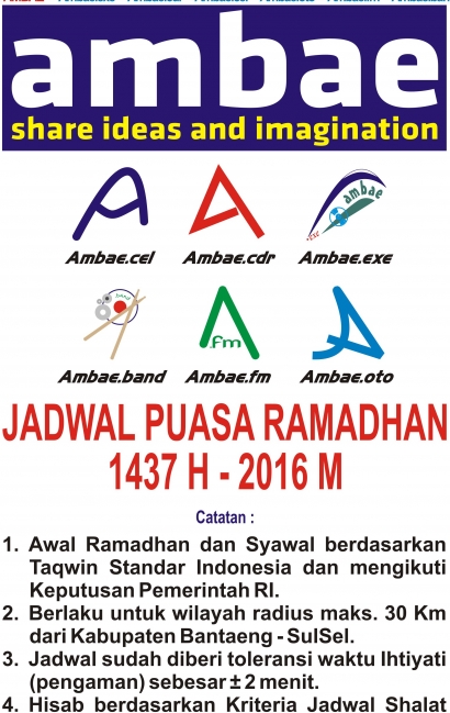 Jadwal Imsakiyah Ramadhan 1437 H - 2016 M (Area Bantaeng)
