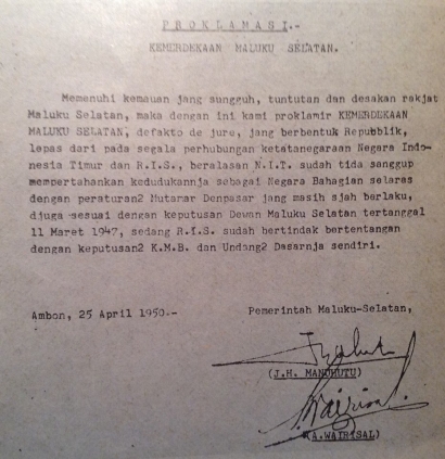 Melawan Amnesia Sejarah: Kabinet Republik Maluku Selatan (RMS), 1950