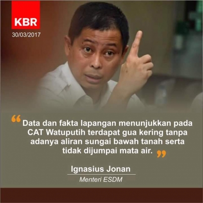 Menteri ESDM Jonan Tegaskan Tak Ada Aliran Air di CAT Watuputih Rembang