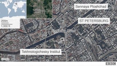 Ledakan di Kota St. Petersburg Rusia, 03 April 2017