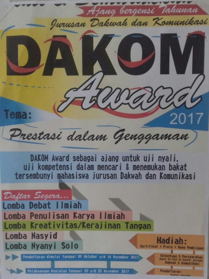 Jurusan Dakwah dan Komunikasi Kembali Menggelar Dakom Award 2017