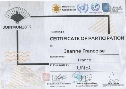 "Credited to Frederick Putra Wijaya: Position Paper as France (Double Delegate) in UNSC JOINMUN 2017"