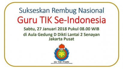 Undangan Resmi Rembug Nasional Guru TIK Se-Indonesia, Sabtu 27 Januari 2018