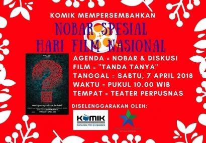 Nobar Spesial Hari Film Nasional "Tanda Tanya" di Mini Teater Perpusnas