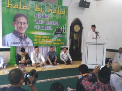 Hadiri Halal Bi Halal di Masjid Failaka Palmerah Jakarta Barat, Wagub Sandi: Mari Kita Dukung Bersama Asian Games 2018