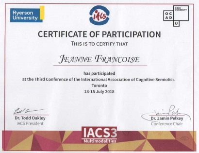 International Conference of Cognitive Semiotics in Ryerson University Toronto Canada 13-15 July 2018