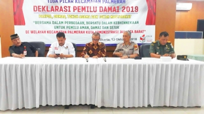 Tiga Pilar Kecamatan Palmerah bersama KPU, Parpol dan Masyarakat Deklarasi Pemilu Damai 2019