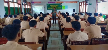 Cegah Kenakalan Remaja, Danramil 03/GP Sosialisasikan Wasbang Bagi Siswa SMK Bhara Trikora