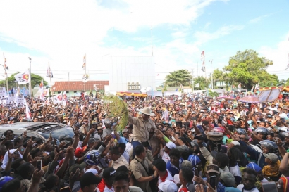 Meriahnya Warga Merauke Papua Menyambut Prabowo