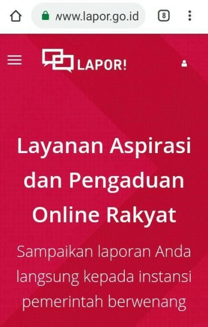 Pengaduan Masyarakat dengan Layanan Berbasis Website Lapor.go.id