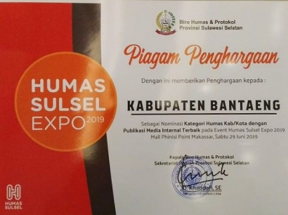 Bantaeng Raih 1 Penghargaan dari 5 Kategori Humas Sulsel EXPO 2019 Awards