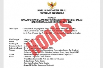 Memprihatinkan, Hoaks Dokumen Daftar Menteri Kabinet Jokowi-Ma'ruf Amin
