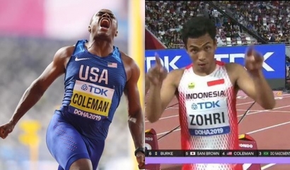 Juara Dunia 100 Meter Christian Coleman Melesat Jauh Tinggalkan Zohri