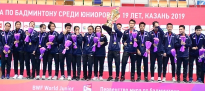 Kisah Dramatis Ganda Putri Bawa Indonesia Juara BWF World Junior Mixed Team Championships 2019