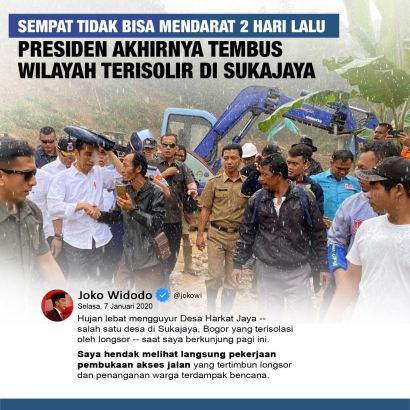 Beratapkan Hujan dan Beralaskan Lumpur Saat Tinjau Banjir, Jokowi Tetap Merakyat!