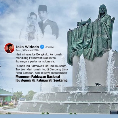 Monumen Fatmawati Diresmikan Jokowi, Mengenang Kepahlawanan Sang Saka Merah Putih