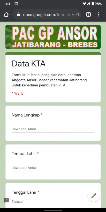 Pemanfaatan Google Form untuk Pengumpulan Data dan Informasi dengan Cepat