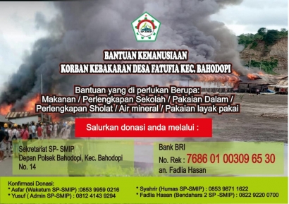 SP-SMIP Ajak Masyarakat Donasi Kemanusiaan untuk Korban Kebakaran Desa Fatufia