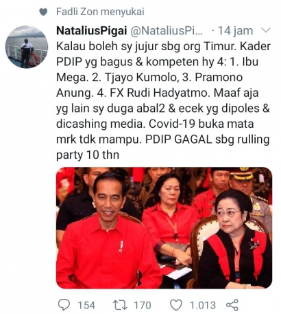 Natalius Pigai: Hanya Megawati, Tjahyo Kumolo, Pramono Anung, dan FX Rudi Kader PDIP yang Bagus dan Kompeten