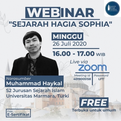 Komunitas Learn From Turkey Hadirkan Webinar tentang Sejarah Hagia Sophia