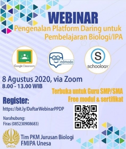 TIM PKM Jurusan Biologi Gelar Workshop Aplikasi dan Platform Pembelajaran Daring bagi Guru IPA
