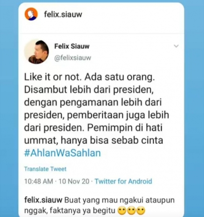 Felix Siauw Downgrade Jokowi, Upgrade Habib Rizieq