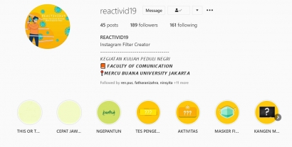Mahasiswa Universitas Mercu Buana Melakukan Kampanye Pencegahan Covid-19 Melalui Fitur Instagram Filter
