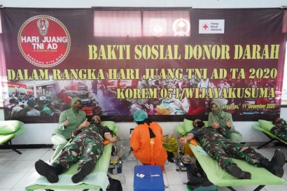 Jelang Hari Juang TNI AD, Korem 071/Wijayakusuma Gelar Donor Darah