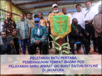 Peletakan Batu Pertama Pembangunan Tempat Ibadah Pos Pelayanan Baru Jemaat GKI Bukit Zaitun Skyline di Jayapura
