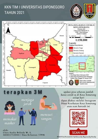 Dukung Program Pemerintah, Mahasiswa KKN UNDIP Informasikan Peta Zona Rawan Covid-19 Kota Semarang