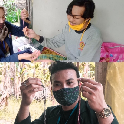 Mahasiswa KKN UPGRIS 2021 Ajak Warga Berkreasi Membuat Strap Mask (Kalung Masker)