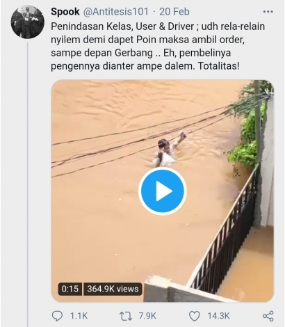 Viral Ojol Terjang Banjir, Antara Customer "Lapar" atau Ojol Kejar "Poin"?