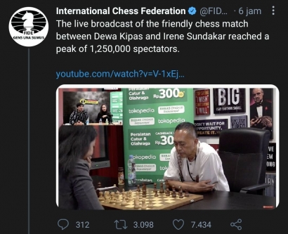 Dewa Kipas Vs WGM Irene Sukandar Curi Perhatian Organisasi Catur Dunia (FIDE)