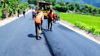 Jalan Pangombusan-Lumban Gurning, Toba Telah Selesai Diperbaiki Toba Pulp Lestari