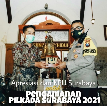 Kapolrestabes Surabaya Terima Apresiasi dari KPU Atas Kinerja Pengamanan Pilkada 2021