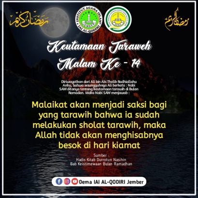 Fadhilah Shalat Tarawih Malam 14, Ramadhan Karem