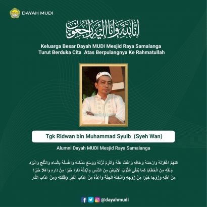 Aceh Kembali Berduka, Tgk Ridwan Tualang Cut (Syekh Wan) Alumni MUDI Samalanga Meninggal Dunia