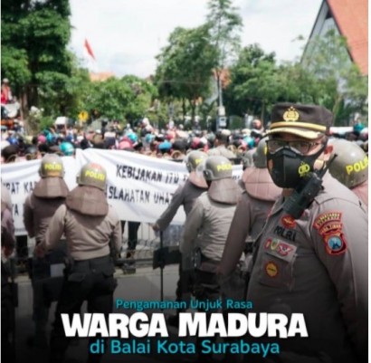 Warga Madura Demo, Kapolrestabes Surabaya Tetap Ingatkan Protokol Kesehatan