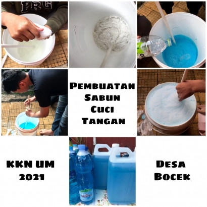 Pembuatan Sabun Cuci Tangan Guna Mengedukasi Warga Desa Bocek untuk Hidup Bersih dan Sehat Dikala Pandemi Covid-19