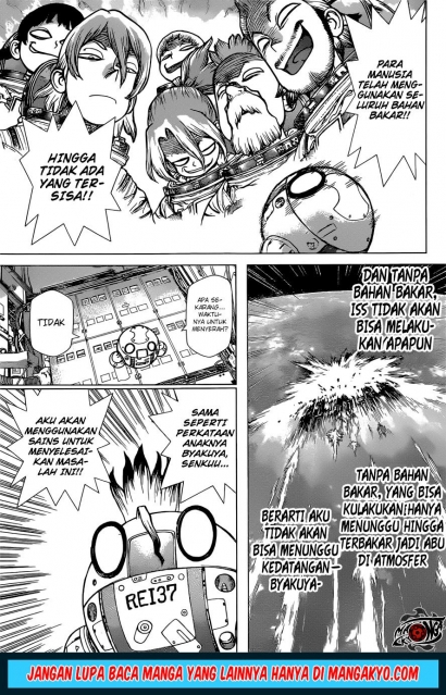 Manga Dr. Stone Reboot: Byakuya, Chapter 5: Perjuangan Rei Mencegah ISS Terbakar di Atmosfer