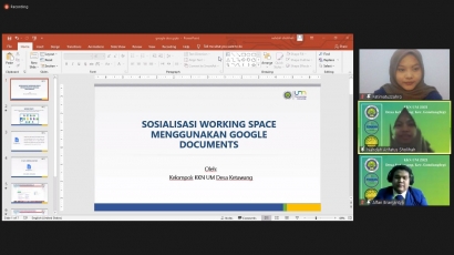 Sosialisasi Working Space Menggunakan Google Documents oleh Mahasiswa KKN UM Kepada Perangkat Desa Ketawang