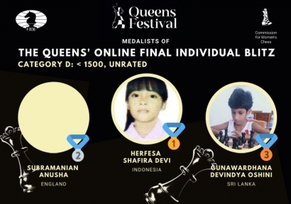 Shafira Devi Herfesa Tampil sebagai Juara Queen's Chess Festival 2021