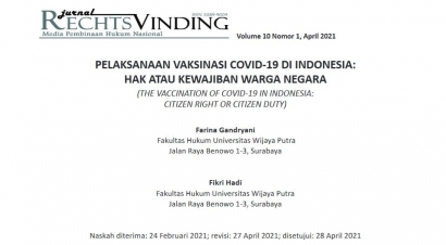 Pelaksanaan Vaksinasi Covid-19 di Indonesia: Hak atau Kewajiban Warga Negara