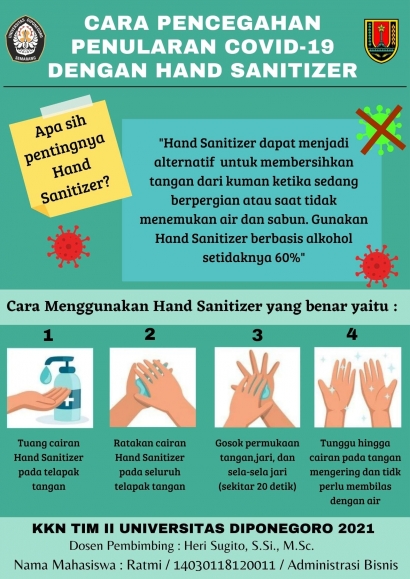 Mahasiswa KKN Undip Bagikan Hand Sanitizer dan Poster Mengenai Pentingnya Penggunaan Hand Sanitize